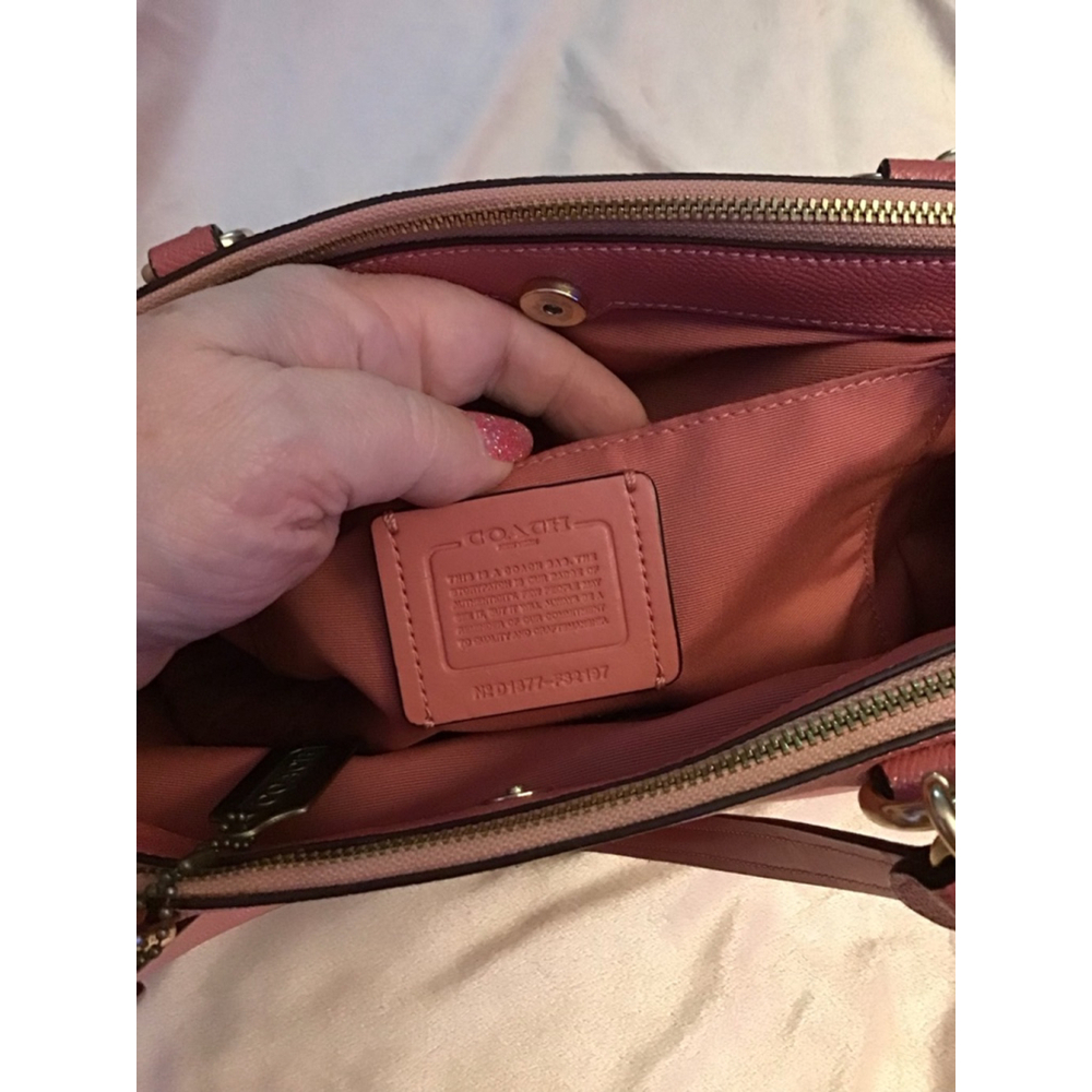 Women's Coach Rose Glitter Pink Leather Satchel Handbag Crossbody with Cloth Bag - Picture 16 of 16
